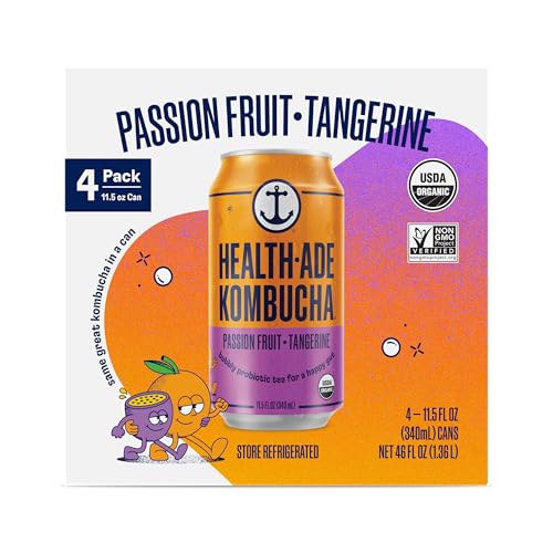 Health-Ade Organic Passion Fruit Tangerine Kombucha Can 11.5OZ 4-...