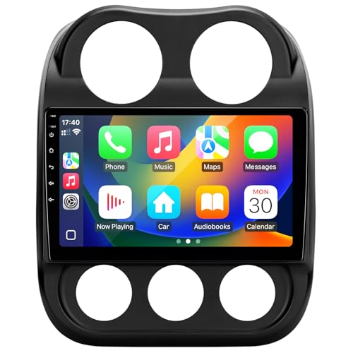 Crownyu for Jeep Patriot Compass Radio Compatible with Wirelessly Carplay Android Auto Upgrade Car Stereo Bluetooth Navigation Touchscreen GPS FM WiFi Media Player Backup Camera Head Unit (2010-2017)