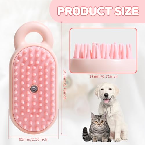 Image of Cat Steam Brush for Shedding, 3-in-1Multifunctional Pet Spray Hair Removal Comb for Shedding and Tangled Hairs,Water Brush for Cats (Pink)