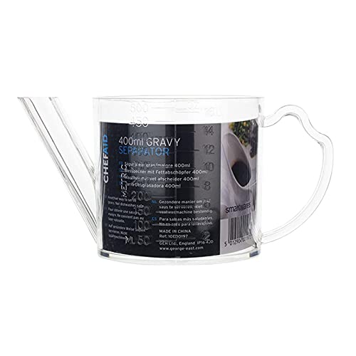 Chef Aid Gravy Separator 400ml Acrylic Plastic Jug with Measurment Markings for ease of use Perfect for removing fat and lumps from Juices BPA Free and Dishwasher Safe