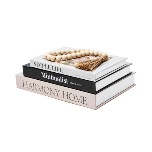 TwoDays Beautiful Coffee Table Books, Neutral Fashion Decorative Books for Home Bookshelf, Modern Room Decor Aesthetic, Fake Faux Book Storage Boxes for Decoration (Set of 3)