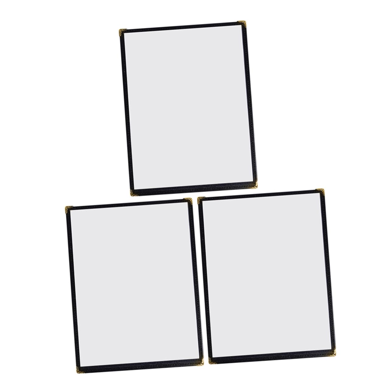 DECHOUS 3pcs Transparent Menu Holder with Edging Clear Recipe Book Cover for Restaurant Menus Double Stitched Design for Cafe and Beverage Display