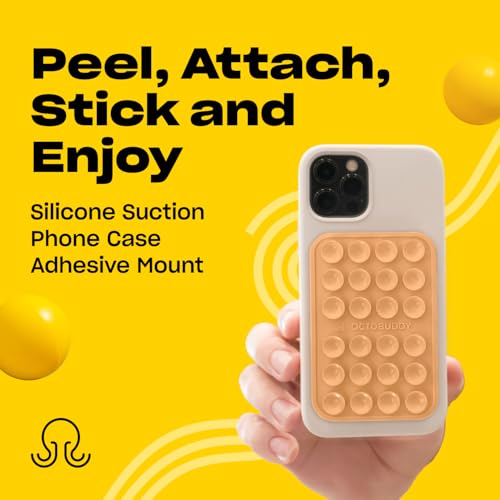 Image of OCTOBUDDY Classic MAX - Silicone Suction Phone Case Adhesive Mount - Hands-Free, Strong Grip Holder for Selfies and Videos - iPhone and Android Compatible - 2.6″ x 3.9″, Buttercream