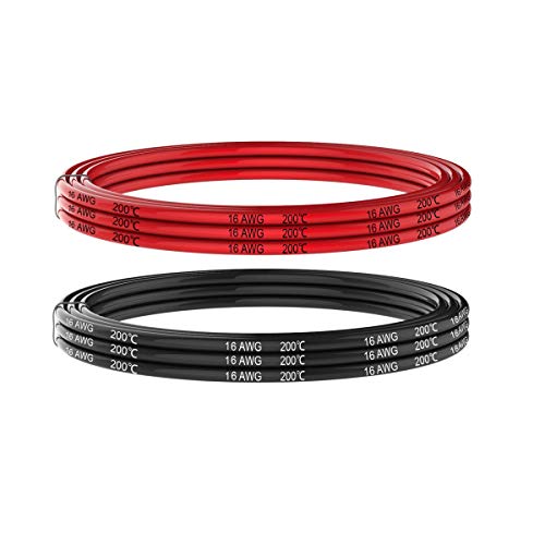 Cavo di silicone calibro 16, 16 AWG Hook Up Filo elettrico 8.2FT Nero e 8.2FT Rosso - Morbido e flessibile 252 Fili 0.08mm di resistenza ad alta temperatura Filo di rame stagnato