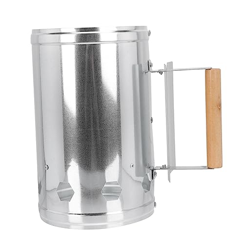 Toyvian 1 Stück BBQ-Carbon-Fass für Holzkohle Grillzünder Kohle Starter Outdoor-Grillgeräte Grillofen im Freien Grillstarter Grill-Feuerstarter Anzündkamin Grillkohlefass Aluminium Silber