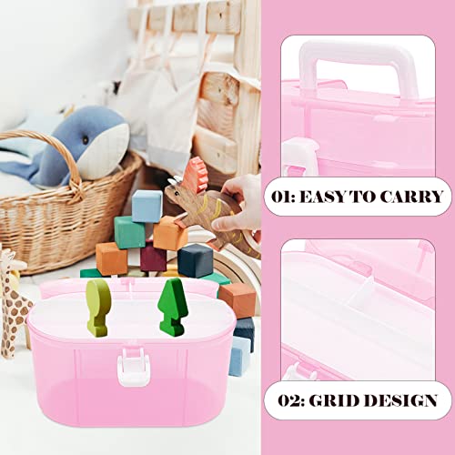 Image of YARNOW Handheld Storage Box 7.08X4.92X3.54In Portable Desktop Organizer with Handle Small Craft and Toy Storage Case for Travel Outdoor Picnic and Home Use
