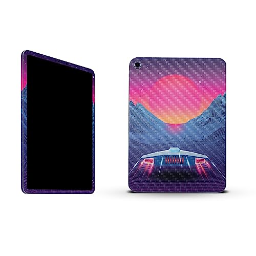 Image of MightySkins Carbon Fiber Skin Compatible with Apple iPad 10.9 inch 10th Gen (2022) Full Wrap Kit - Synthwave Drive | Protective, Durable Textured Carbon Fiber Finish | Easy to Apply | Made in The USA