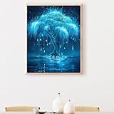 MEOSUEWI Dipingere con i numeri, per adulti, kit per pittura a olio fai da te 30x40cm Paesaggio Albero Pittura con numeri, Adulti con 3 pennelli e vernice acrilica, Decora la casa Regalo PjY544 D-W