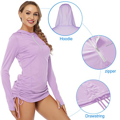 image for HISKYWIN Womens Hoodie Thumb Hole UV Sun Protection Rash Guard Side Ad