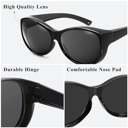 Image of Br'Guras Polarized Oversized Fit over Sunglasses Wear over Glasses for Women Men Driving Riding