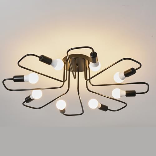 Luminaire pour cuisine salle à manger salon chambre noir mat plafonnier robuste E27