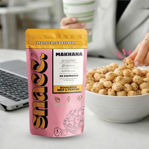 Image of Snacc Makhana, Spicy Roasted Fox Nuts, Protein Rich, Gluten Free, MSG Free, Zero Trans Fat, Zero Sugar, Low Calorie 60 g (Pack of 2, HIMALAYAN S&P)