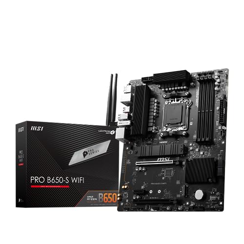 MSI Placa base PRO B650-S WIFI (equipada con B650), diseño de PCB fiable de 6 capas, circuito de alimentación estable de fase 12+1+1, compatible con ATX DDR5-7200 (OC) compatible con AMD Ryzen serie