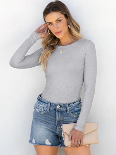 Image of ANRABESS Women Long Sleeve Shirts Rib Knit Slim Fit Tops Basic Tee Spring Outfits Casual T-Shirt Underscrubs Layer Clothes