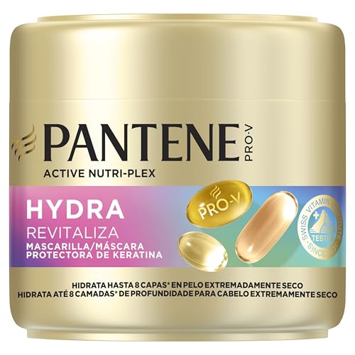 Pantene Pro-V Hydra Revitaliza Mascarilla Protectora de Keratina 300ml para Pelo Extremadamente Seco. Nutre hasta 8 Capas de Profundidad y Fija la Humedad. Fórmula Pro-V y Active Nutri-Plex