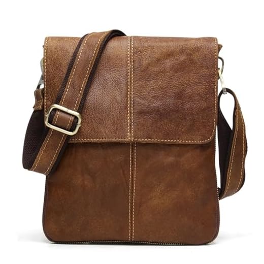 Bolsa de ombro masculina em couro legítimo Bolsa transversal Bolsa de mão e bolsas com alça de ombro ajustável (A)