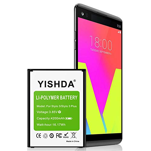 LG Stylo 3 Battery, YISHDA 4200mAh Li-Polymer Replacement Battery for LG Stylo 3, LG Stylo 3 Plus Cell Phone | LG Stylo 3 Spare Battery [18 Month Warranty]