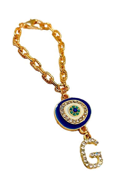 Morel Sturdy Rose Gold Watch Charm of Evil Eye and G Initial Diamond Alphabet Pendant, Watch Charm, Watch Accessories, Giftable for Wife, Sister or Friends Pack of 1 (B09YQMTWF3) Amazon Price History, Amazon Price Tracker