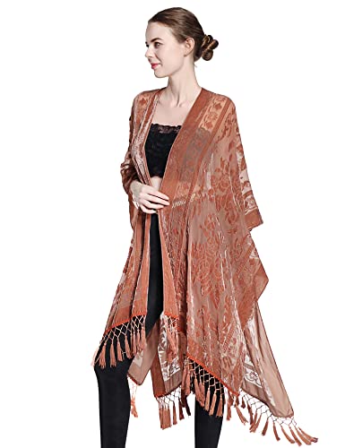 Image of MJ SERECA Women's Casual Long Velvet Kimono