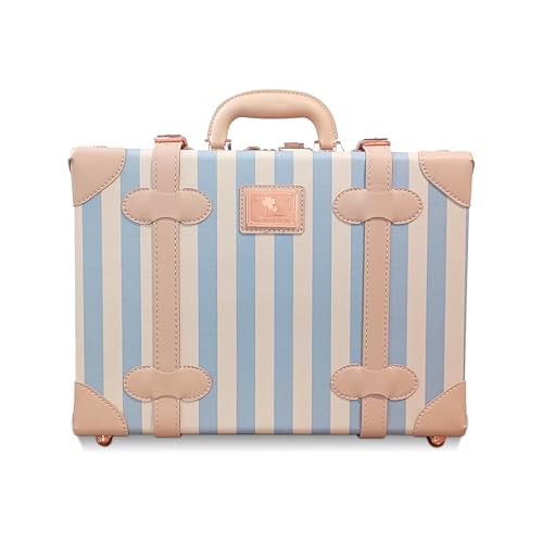 Unitravel Baby Keepsake Case 16 Handmade Memory Storage Box Newborn Keepsake Box Vintage Suitcase for Baby Shower Baptism Naming Ceremony or Birthday (blue strip)