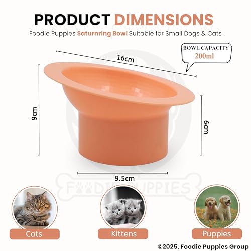 Image of Foodie Puppies Cat Food and Water Feeder (SaturnRing Bowl, Pack of 2) | Durable, Anti Vomiting, Healthy Cat Bowl for Persian Cat Prevent Tipping Over | Elevated Feeder for Cats and Small Dogs