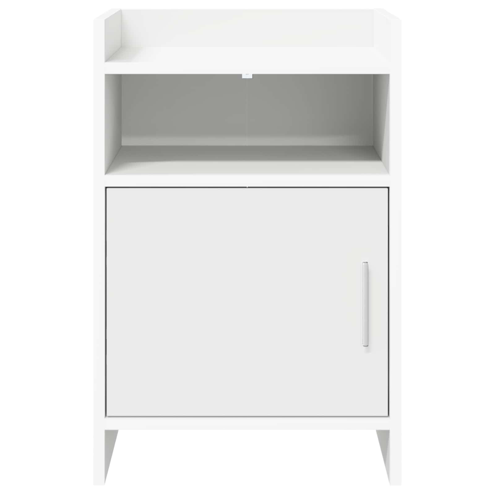 2 comodini bianchi, 40 x 36 x 60 cm, in legno, con maniglie in metallo e ripiano, comodino per camera da letto, tavolino con spazio per letto, moderno e facile da pulire