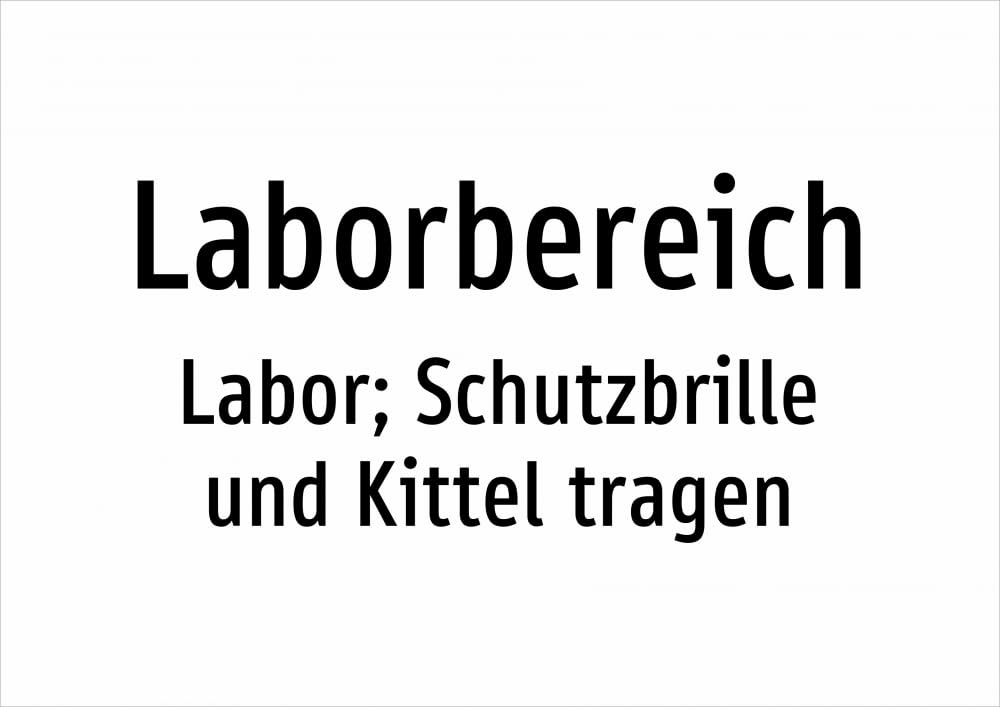 Laborbereich - Labor; Schutzbrille und Kittel tragen – Aufkleber A2: 594x420mm – Ohne Grafik, nur Text