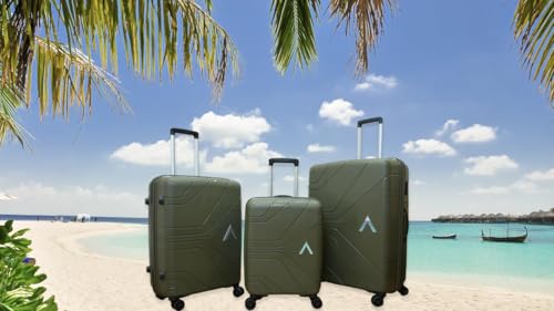 Image of VIP Polypropylene Aristocrat Hard Shell Luggage Set, 55 /66 /76 cm,Set of 3 Suitcases with 8 Spinner Wheels,Number Lock and 7 Years International Warranty (Ivory Green)