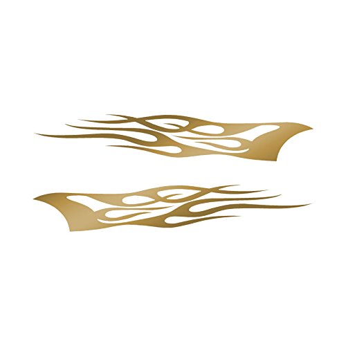 Southern Decalz Pair of Tribal Flames - Vinyl Decal Sticker - 12" x 5" - Gold