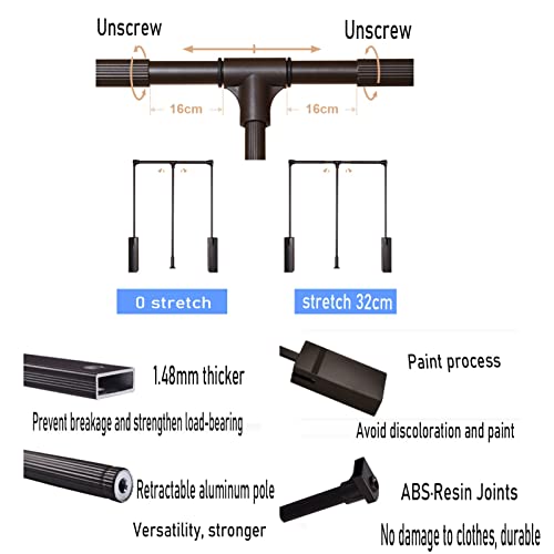 Cintre rétractable robuste et réglable de 51 à 121 cm pour armoire