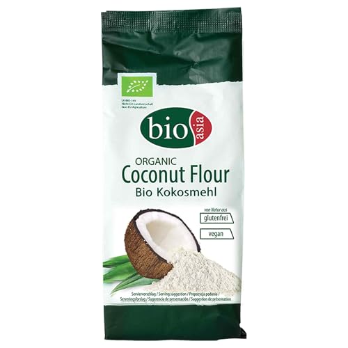 BIOASIA Harina de coco ecológica, alternativa sin gluten a la harina de trigo, ingrediente para hornear tartas, pan y repostería, vegana, superalimento para una alimentación saludable, 1 x 250 g
