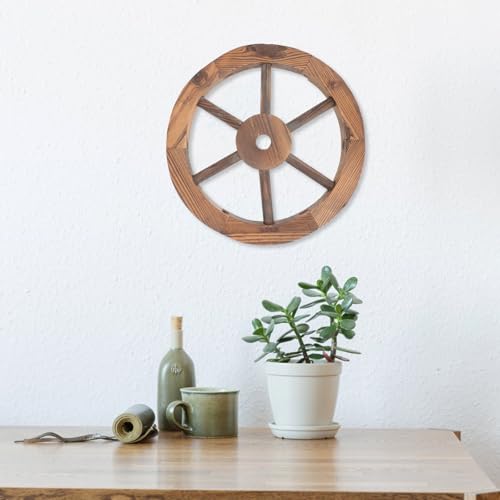 Rueda de madera rústica de 9,95" para colgar en pared exterior e interior 4