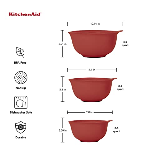 Image of KitchenAid Universal Mixing Bowls, Set Of 3, Empire Red