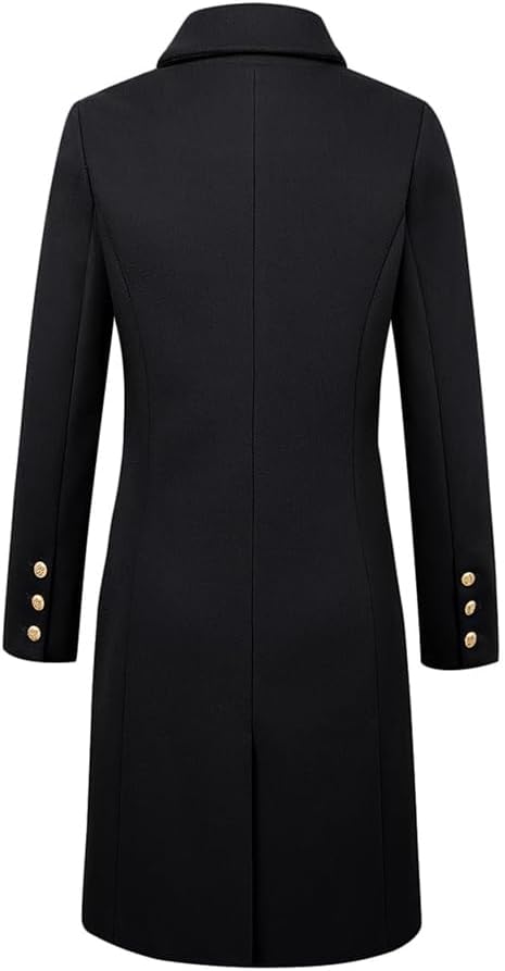 Mywinway Wool Coats for Women Fall Winter Double Breasted Peacoat Long Jackets Midi Trendy Work Office Trench Coat - Image 4