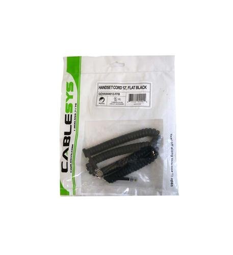 12 Pack GCHA444012-FFB HANDSET CORD 12' FLAT BLA (Catalog Category: Telephone Accessories / Line Cords & Handset Cords)