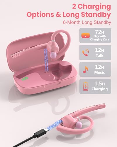 Image of New Bee Bluetooth Headset V5.1 72H Talk Time Dual Mic with Mute Button for Business, Wireless Hand-Free Bluetooth Earpiece with 500mAh Charging Case for Cell Phone Calls Trucker Driver Laptop