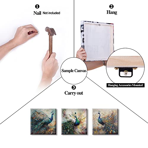 Lasdel Peacock Stretched Canvas Wall Art For Bathoom Bedroom Home Decoration thumb #8