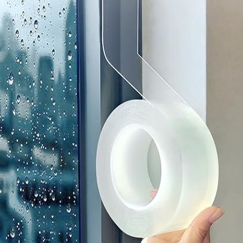 Transparent Window Weather Sealing Tape,2 Inch x 33 ft Clear Window Insulation Seal Tape,Adhesive Weather Stripping Window Seal,Window Insulation Tape for Sealing Gaps and Cracks,Windows and Doors Cover