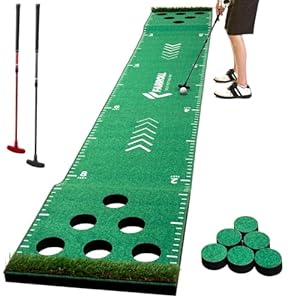 Golf Pong Putting Game Indoor Outdoor Golf Game Set with 2 Putters Golf Putting Green for Golfers Pratice at Home Office Backyard