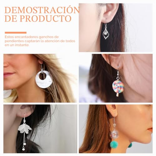 Miniatura 6 de Toaob 300 Piezas Ganchos Para Pendientes 18 Mm Hipoalergénica Chapados En Plata De Ley 925 Y Anillos De Salto Abiertos 4 Mm Y Tuercas De Pendientes Para Hacer Joyas Aretes