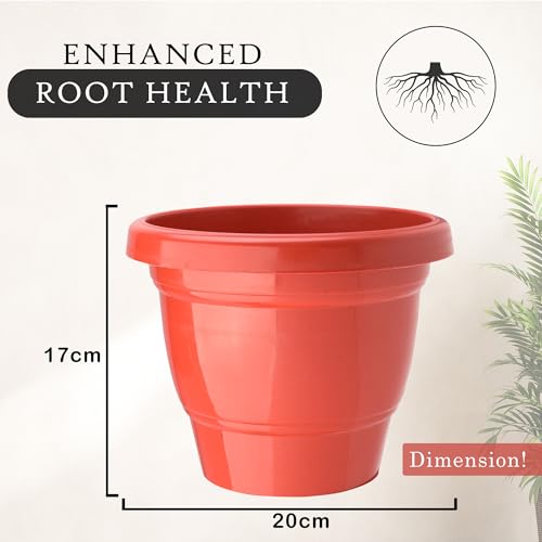 Image of Kuber Industries (Pack of 4) Flower Pot | 2-Layer Fuldani Flower Pot (8 Inch) Pots for Terrace, Garden | Phooldaan for Home D?cor | Synergy Indoor Plant Stand | Pots Stand for Plants | Red