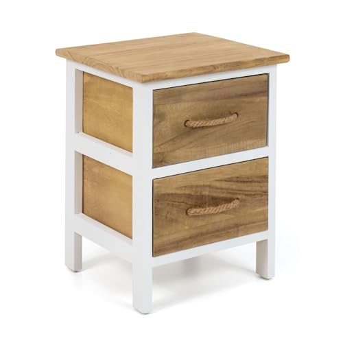 THE SECRET HOME - Mueble Auxiliar de 2 Cajones - Cajonera en Madera de Pawlonia y MDF - Mueble...