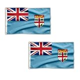 Fidschi-Flagge, 1,5 x 0,9 m, mit Messingösen, Polyester, fidschianische Flagge, Banner für Rugbyspiele, Gemeinschaftsveranstaltungen, Haus und Garten, 2 Stück