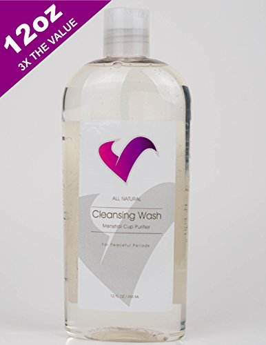 V-CUPS Menstrual Cup Wash Cleaner, Natural, Hypoallergenic, Protect Your Investment, Works on All Brands, 12 oz.