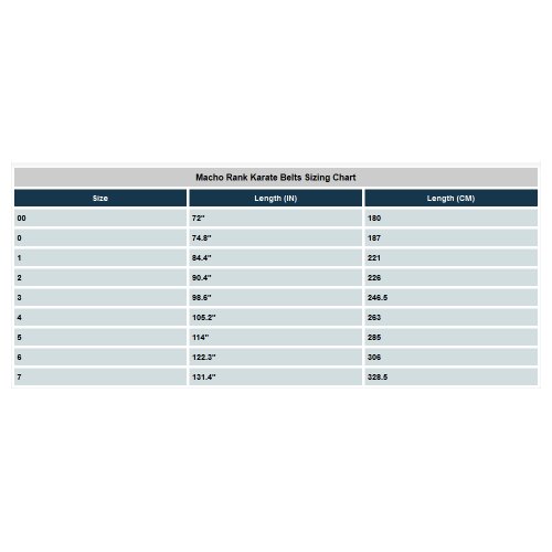 Macho Rank Karate Belts - Green - Size 6