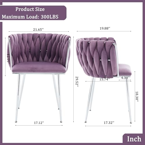 Haplized 9038D Velvet Dining Chairs Set Of 4, Woven Upholstered Side Chairs With Silver Metal Legs, Modern Accent Leisure Chairs Kitchen & Dining Room Chairs thumb #2