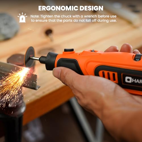 Image of HARDELL 12V Cordless Rotary Tool Kit 6-Speed 10000-25000RPM 43 Pcs Orange