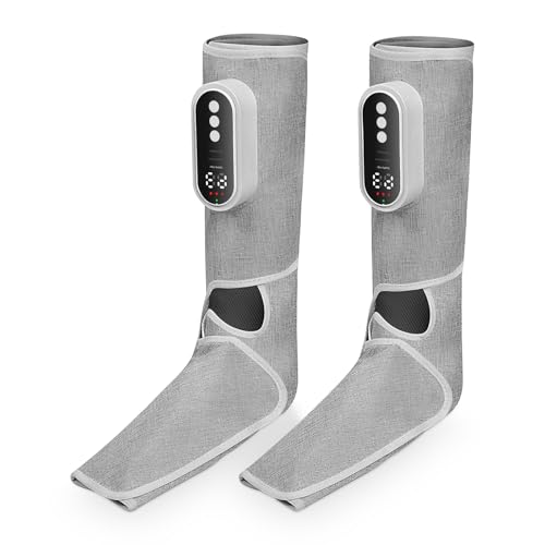 Portable Leg and Foot Massager with Heat & Air Compression, 3-Intensity Adjustable Calf Massager Recovery Boots for Pain Relief and Circulation, Ideal Gifts for Men and Women