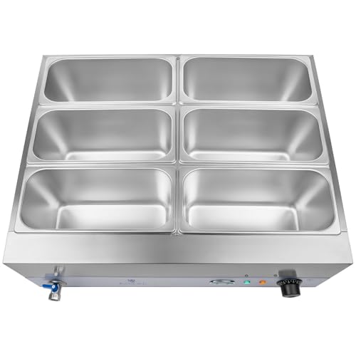 Royal Catering RCBM-6W-2000 Bain Marie Wasserbad Speisenwärmer Bain Marie Behälter (2.000 Watt, 6 x GN-Behälter, Ablasshahn, Edelstahl, LCD-Display) – Bild 6
