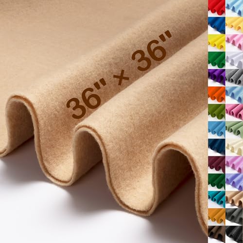 XSEINO Tan Large Felt Fabric 36 X 36 (1 Square Yard) 1.4 mm Thick Soft Felt Fabric Sheet for Crafts Yellow Series Colors Soft Nonwoven Fabric Fit for Decoration Sewing DIY Crafts